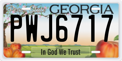 GA license plate PWJ6717