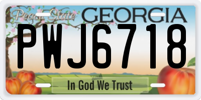 GA license plate PWJ6718