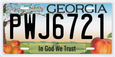GA license plate PWJ6721