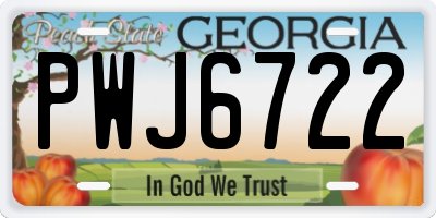 GA license plate PWJ6722