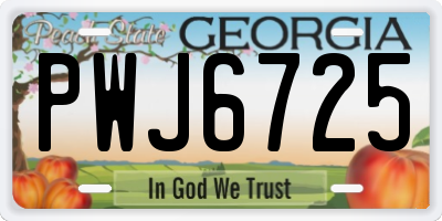 GA license plate PWJ6725