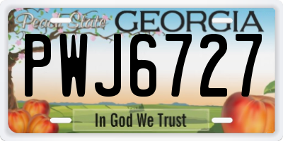 GA license plate PWJ6727