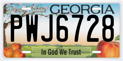 GA license plate PWJ6728