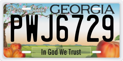 GA license plate PWJ6729