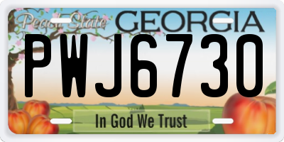 GA license plate PWJ6730
