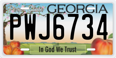 GA license plate PWJ6734