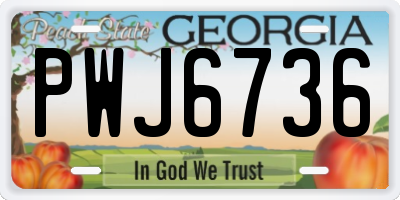GA license plate PWJ6736