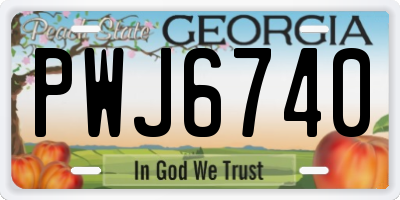 GA license plate PWJ6740