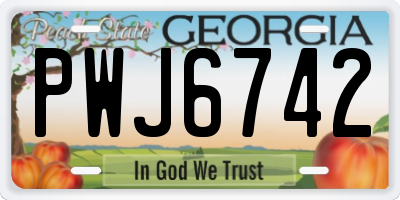 GA license plate PWJ6742
