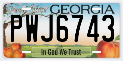 GA license plate PWJ6743