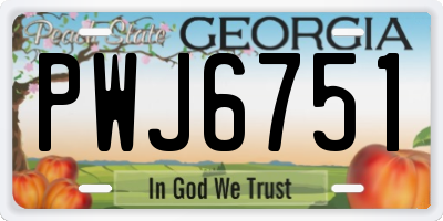 GA license plate PWJ6751