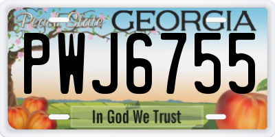 GA license plate PWJ6755