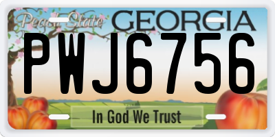 GA license plate PWJ6756