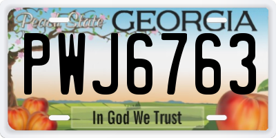GA license plate PWJ6763