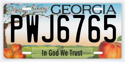 GA license plate PWJ6765