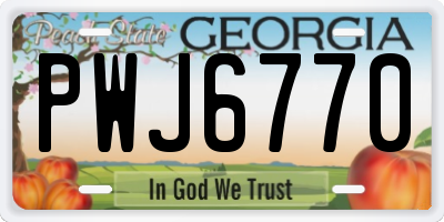 GA license plate PWJ6770