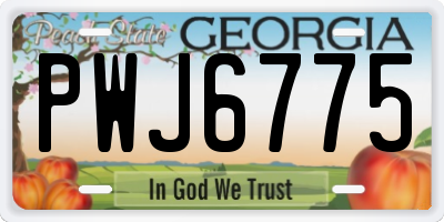 GA license plate PWJ6775