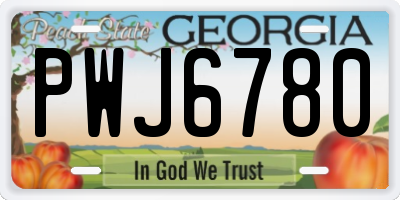 GA license plate PWJ6780