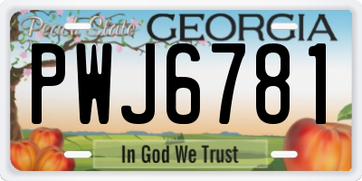 GA license plate PWJ6781