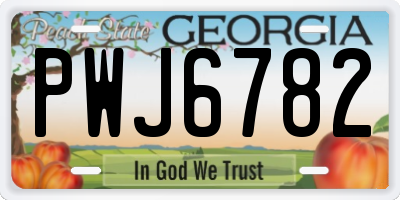 GA license plate PWJ6782