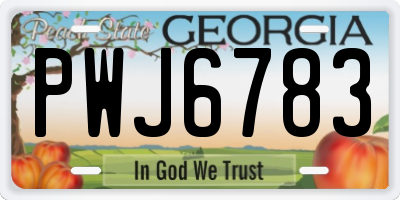 GA license plate PWJ6783