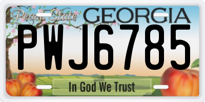 GA license plate PWJ6785