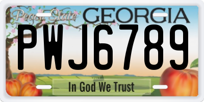 GA license plate PWJ6789