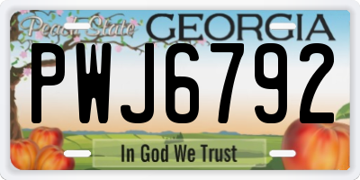 GA license plate PWJ6792