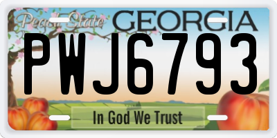 GA license plate PWJ6793