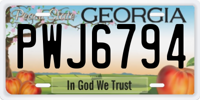 GA license plate PWJ6794