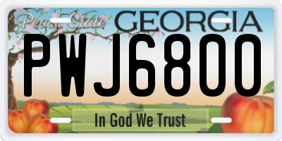 GA license plate PWJ6800