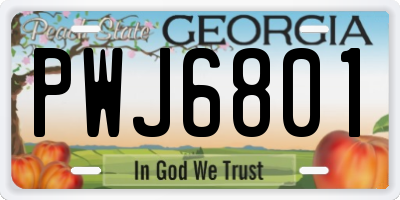 GA license plate PWJ6801