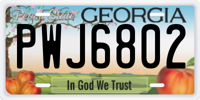 GA license plate PWJ6802