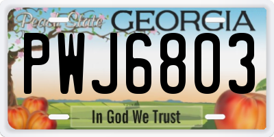 GA license plate PWJ6803