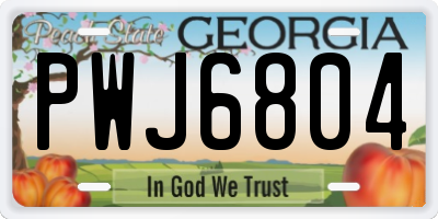 GA license plate PWJ6804