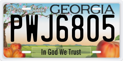 GA license plate PWJ6805