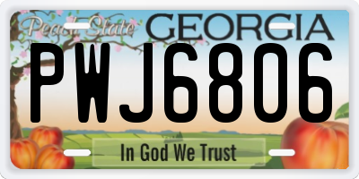 GA license plate PWJ6806