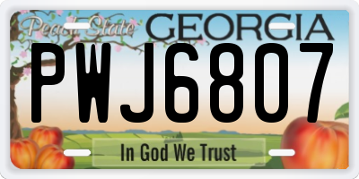 GA license plate PWJ6807