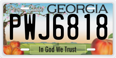 GA license plate PWJ6818