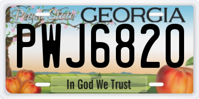GA license plate PWJ6820