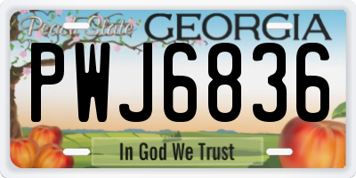 GA license plate PWJ6836