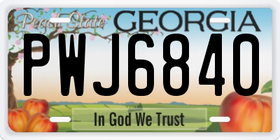 GA license plate PWJ6840
