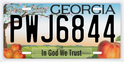 GA license plate PWJ6844