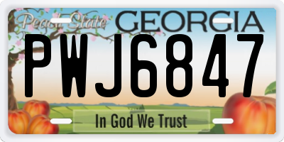 GA license plate PWJ6847