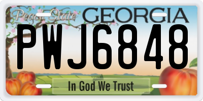 GA license plate PWJ6848