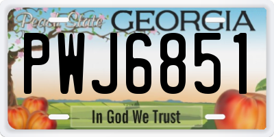 GA license plate PWJ6851