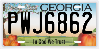 GA license plate PWJ6862