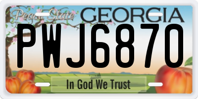 GA license plate PWJ6870