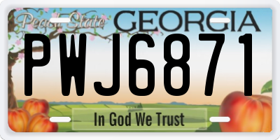 GA license plate PWJ6871