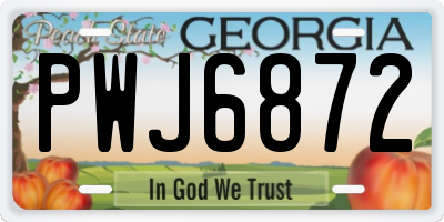 GA license plate PWJ6872
